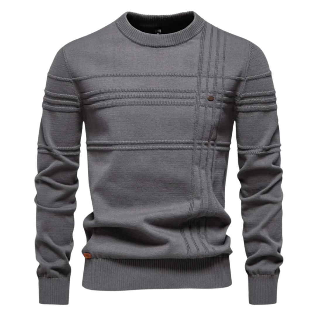 Léon™  | Pull homme beige élégant à col rond