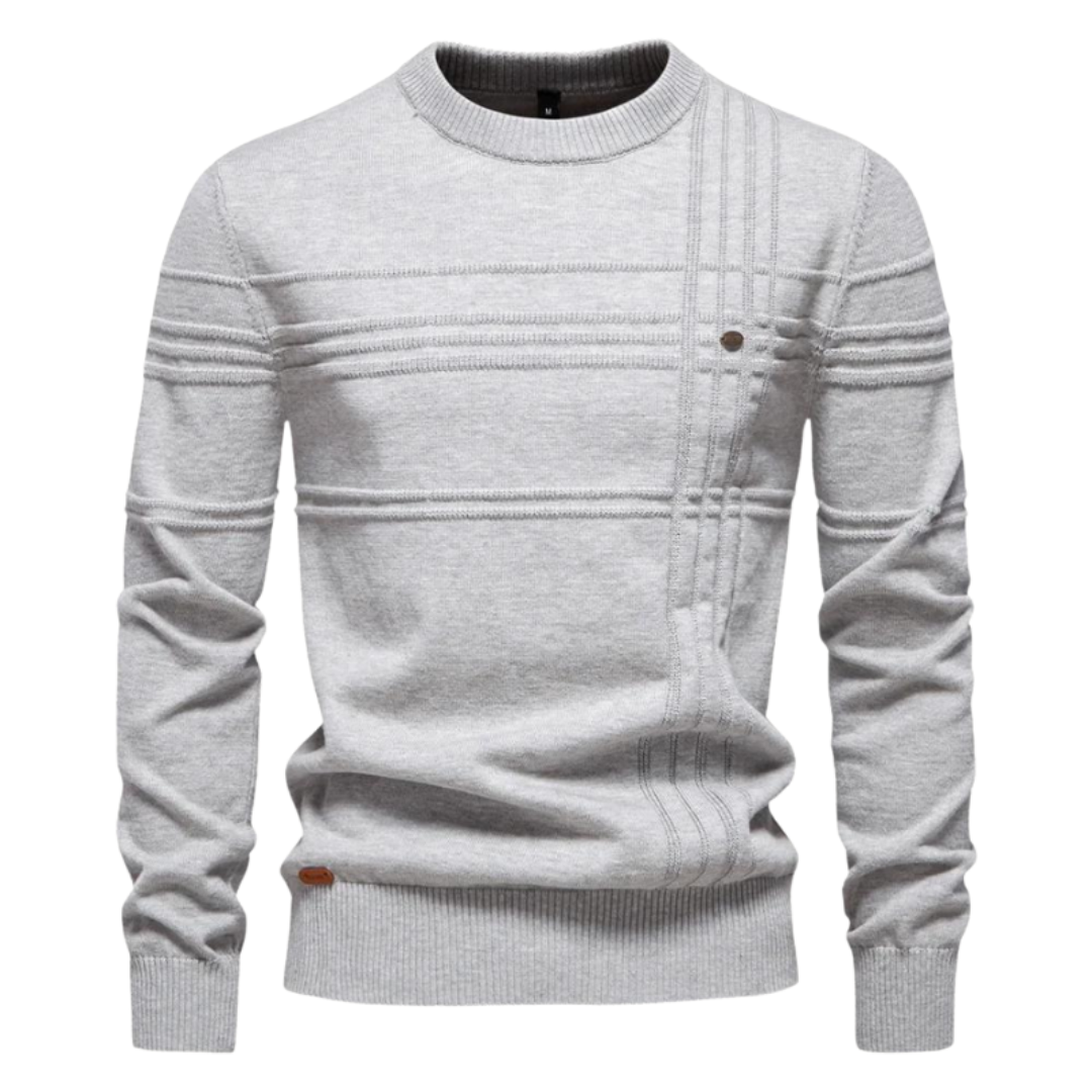 Léon™  | Pull homme beige élégant à col rond