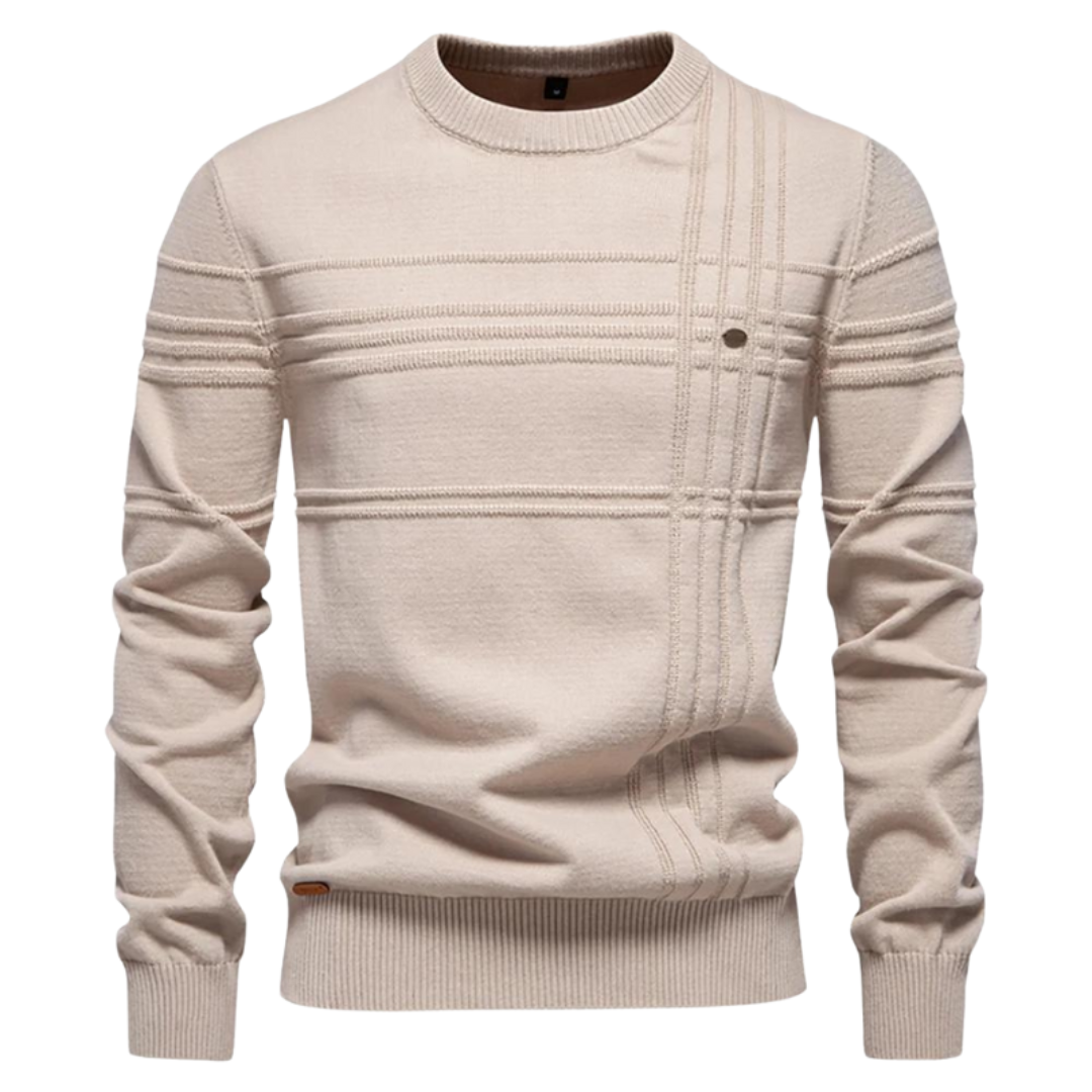 Léon™  | Pull homme beige élégant à col rond