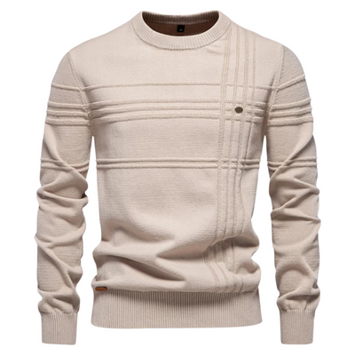 Léon™  | Pull homme beige élégant à col rond