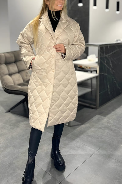 Romy™ | Manteau matelassé réversible avec doublure léopard